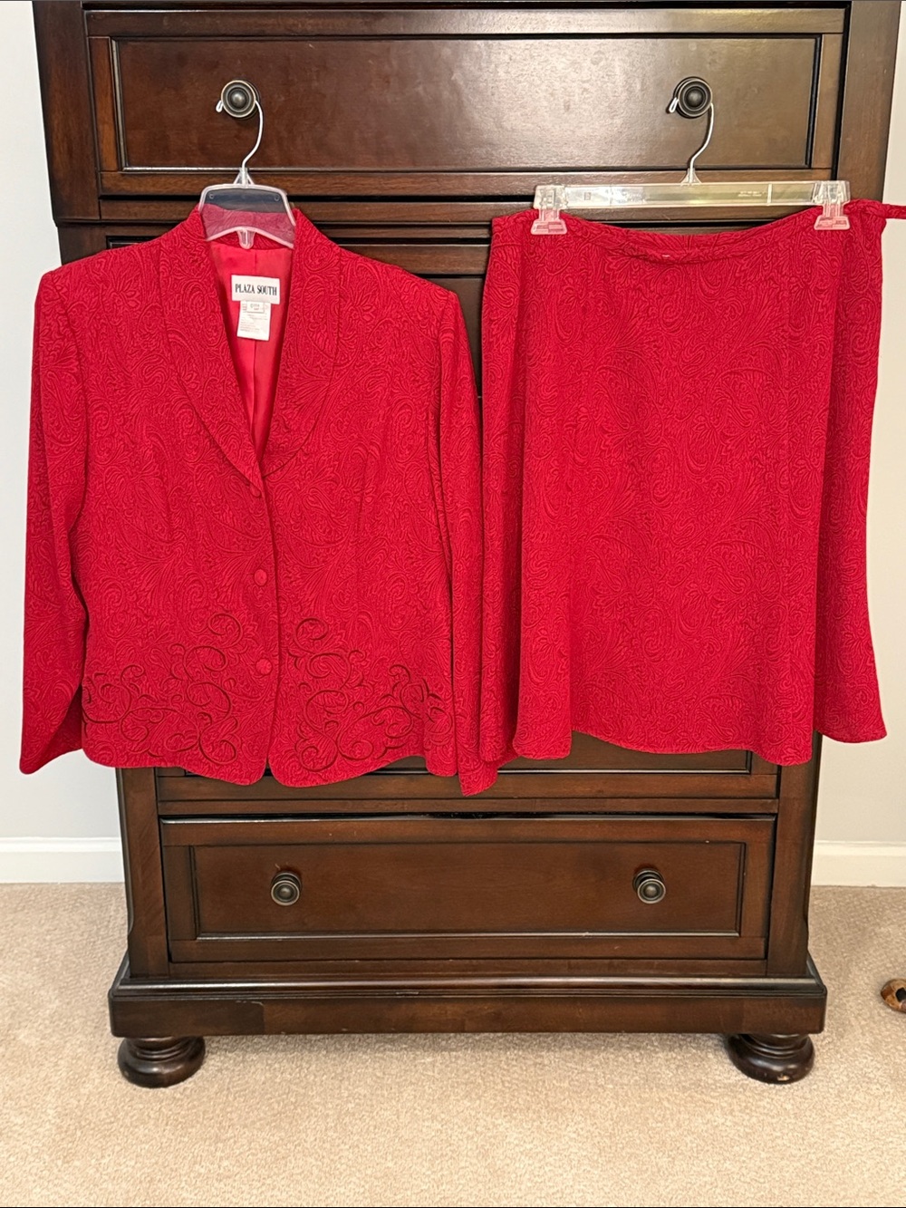 Red Women's Skirt Suit